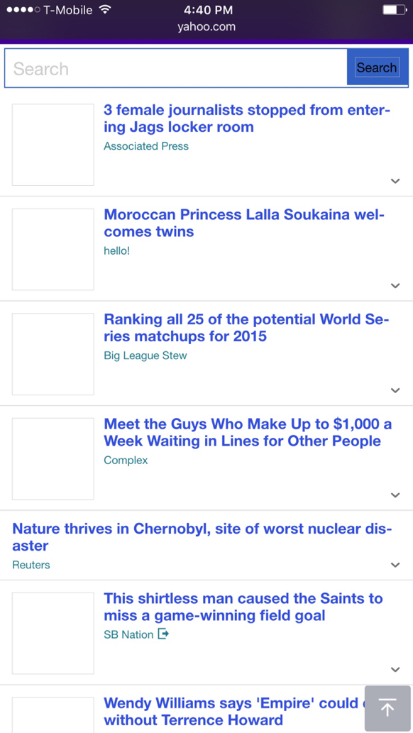 Yahoo.com with images blocked